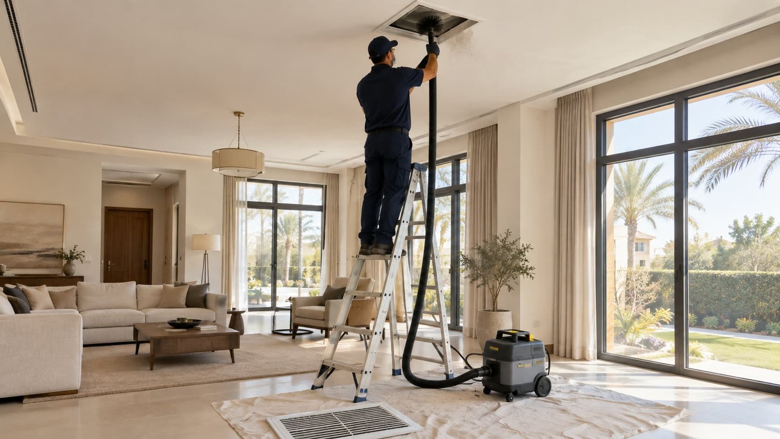 A/C duct cleaning in a villa in Arabian Ranches, Dubai
