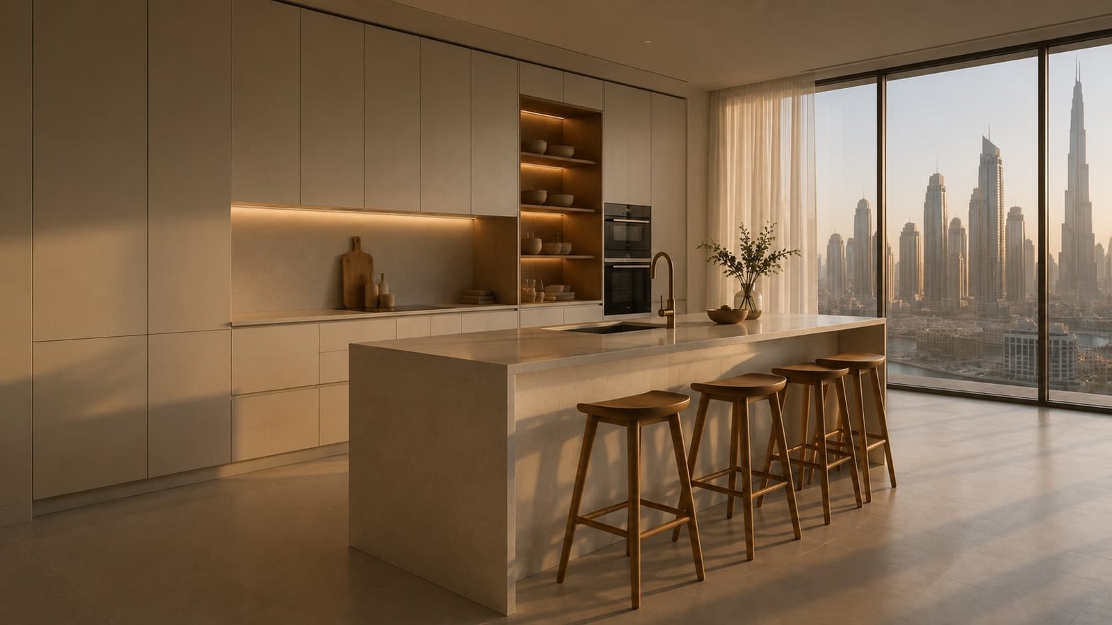 Custom kitchen cabinetry being installed in a Dubai apartment