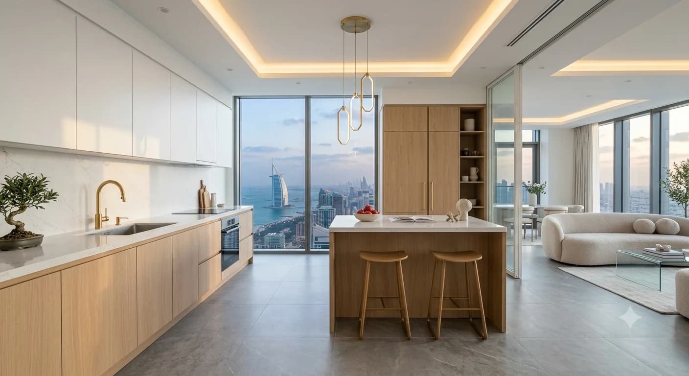 Modern kitchen renovation in a Dubai Marina apartment